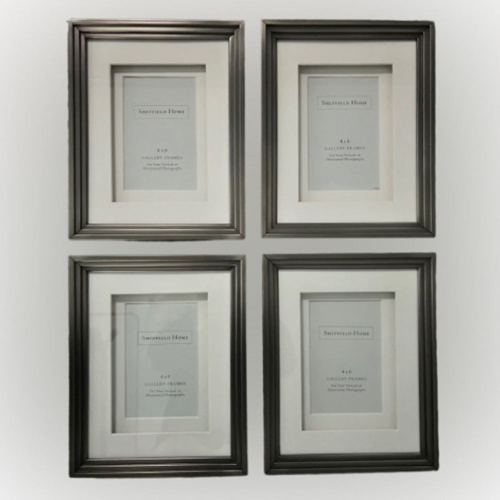 SHEFFILED HOME Metallic Silver Tone Wall Frames, 4 x 6 Photographs, Set of 4
